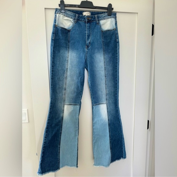 Harper Heritage High Rise Patchwork Flare Jeans - Picture 8 of 16